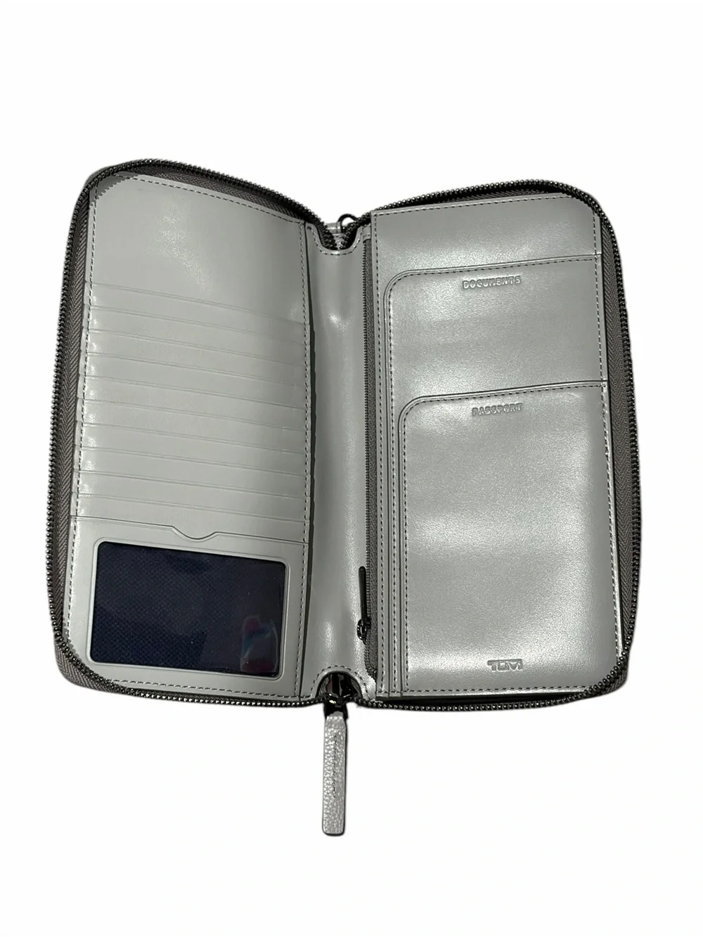 Tumi silver leather